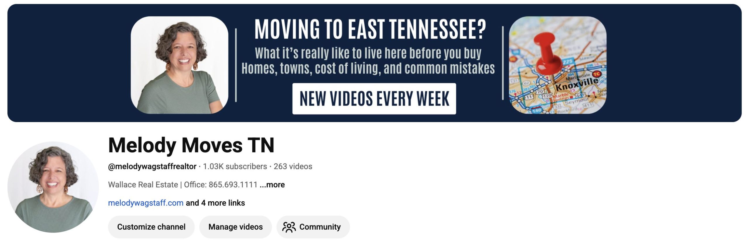 Melody Moves TN YouTube channel about living in East Tennessee and moving to the Knoxville area
